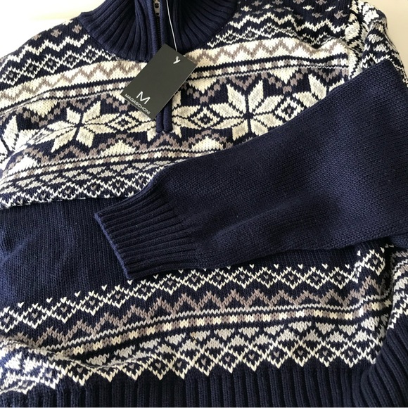 NWT Magaschoni Fair Isle Pullover Sweater 1/4 Zip - Picture 3 of 8